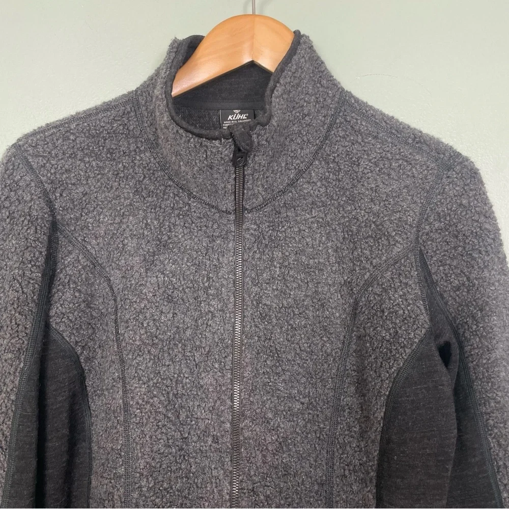 KUHL Kozet Full Zip Jacket Sweater Wool Blend Women’s‎ Size Medium Gray Black